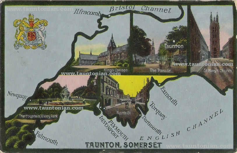 old postcard from the County town of Taunton in Somerset